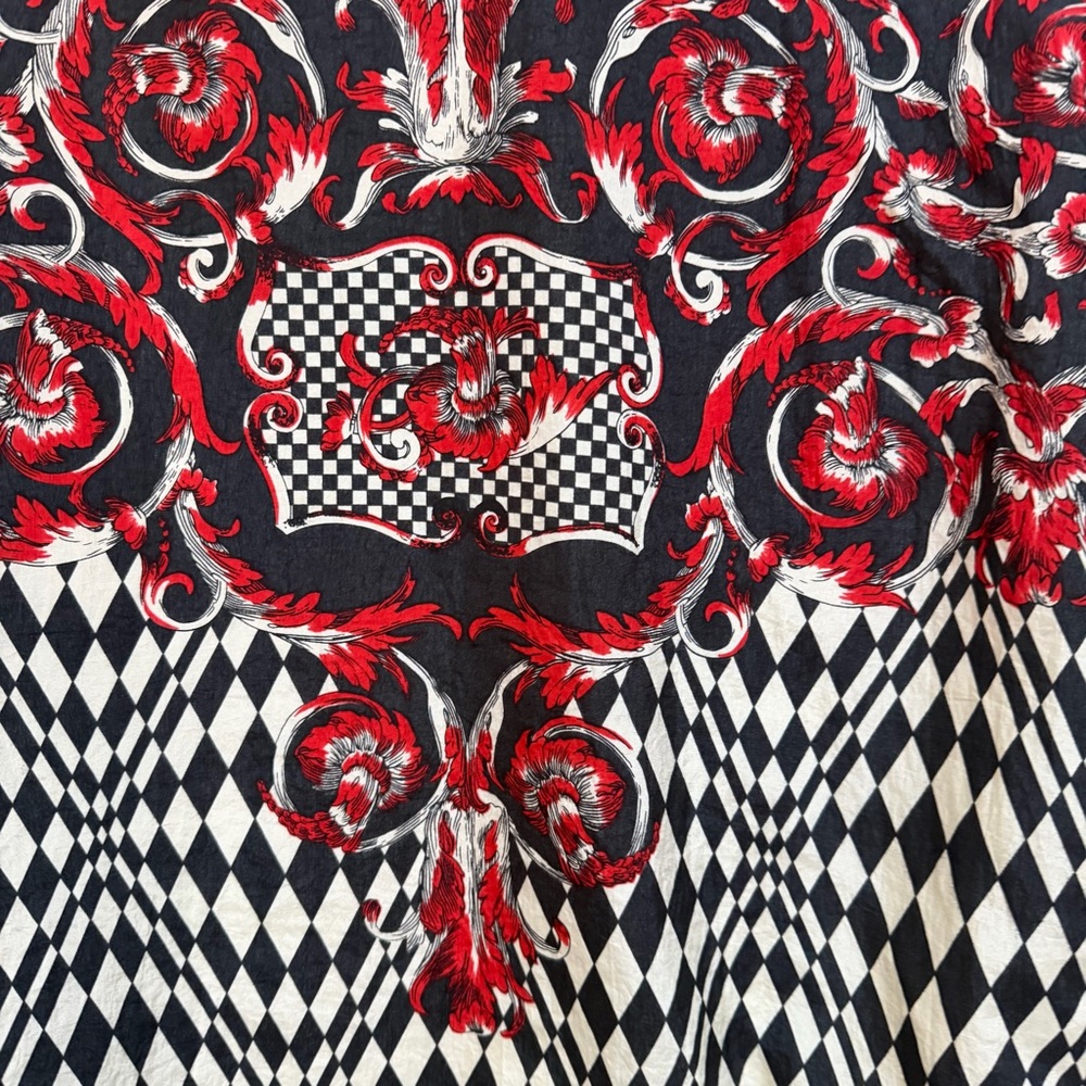 VTG Adolfo Red and Black Patterned Bomber Jacket Windbreaker Size S Zip - Picture 8 of 15